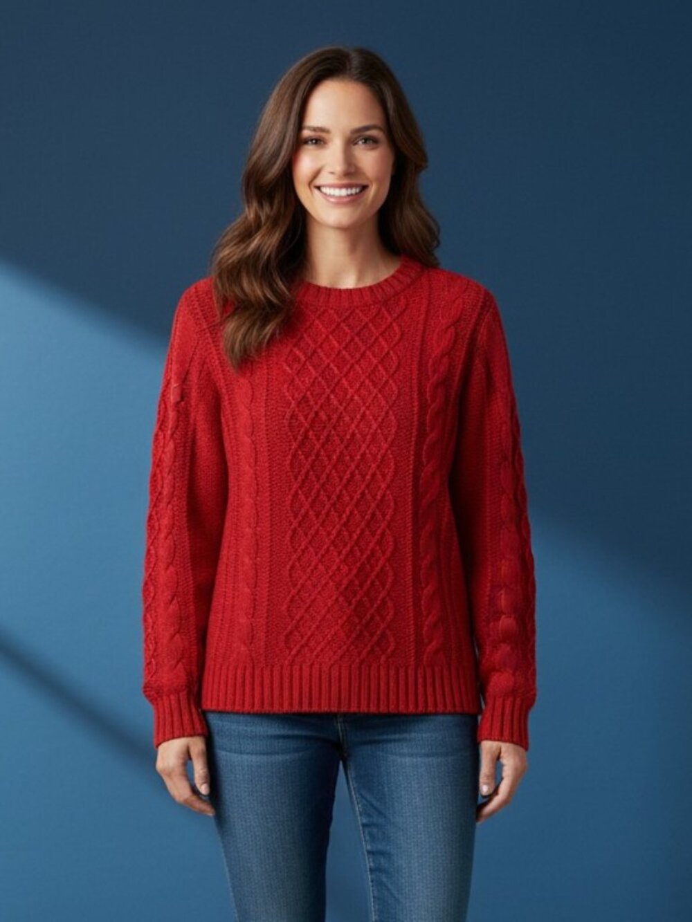 Old Navy Red Cable-Knit Crewneck Sweater